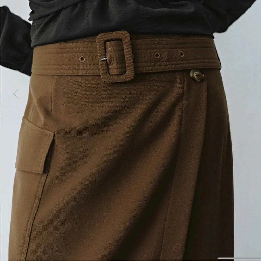 Elegant Brown Midi Skirt - Picture 7 of 9
